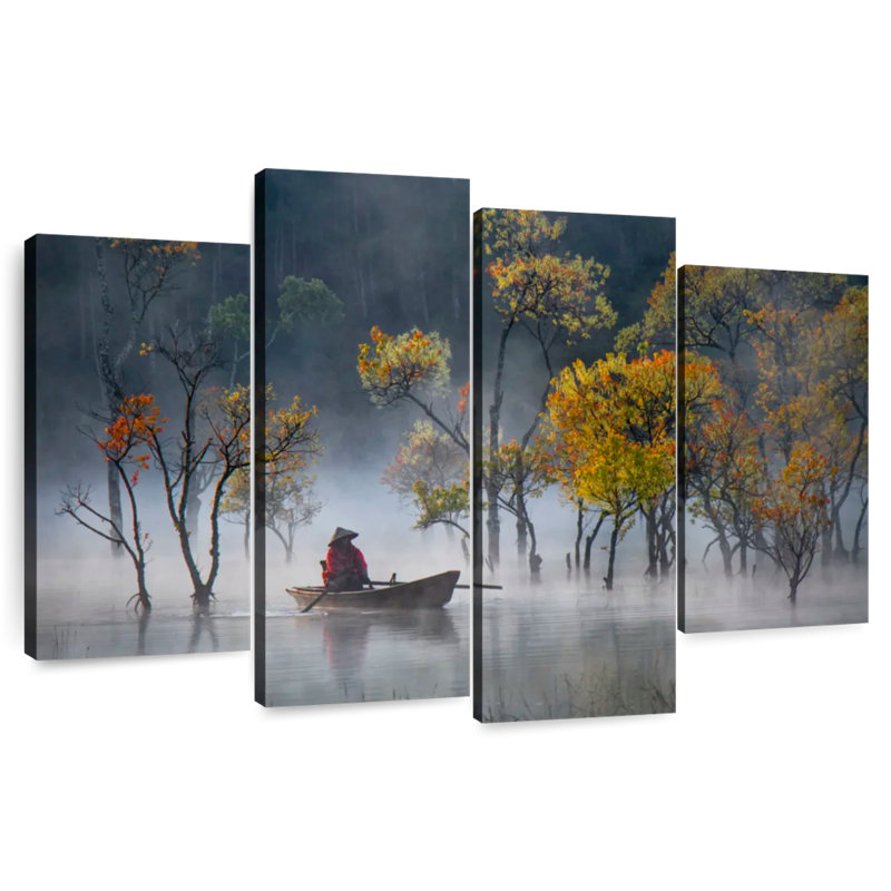 Senne Fishing In The Mist, 27" H x 43" W