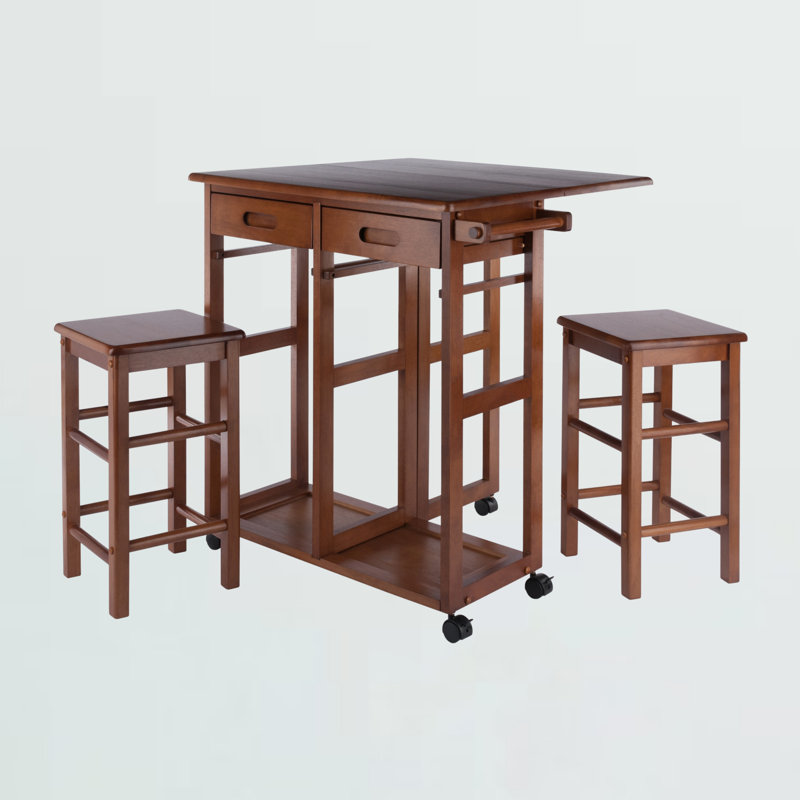Hackett 3 Piece Drop Leaf Dining Table in Teak, 30.56'' H X 27.56'' W X 23.68'' D, Teak