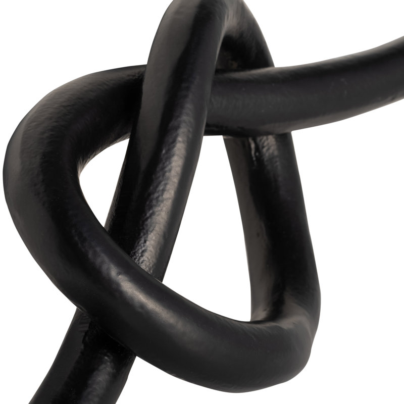 Metal Knot Sculpture - 12" x 5" x 3", Black