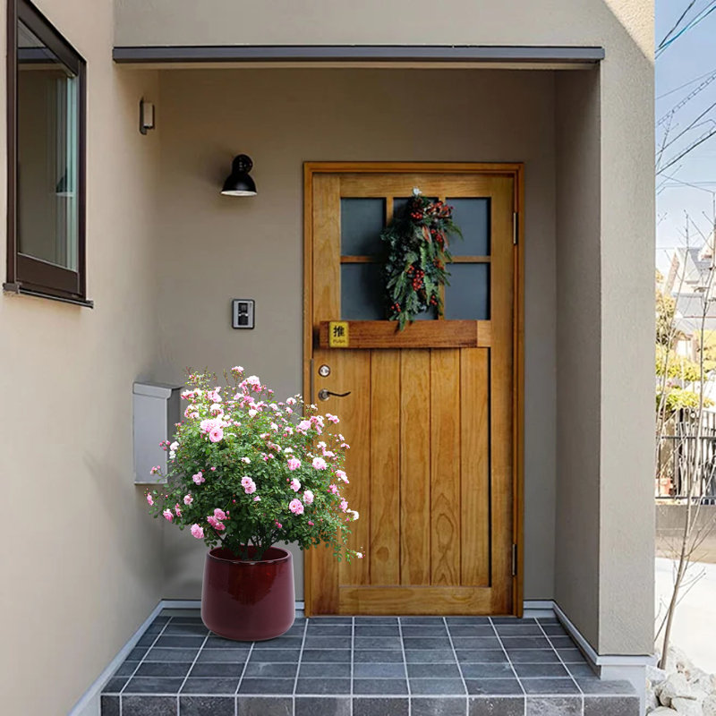 4 pots de fleurs en céramique de couleur haricot rouge, élégants pour le patio, le jardin, les rebords de fenêtre avec un drainage optimal pour garder les plantes idéales pour les pots de fleurs, avec un design minimaliste