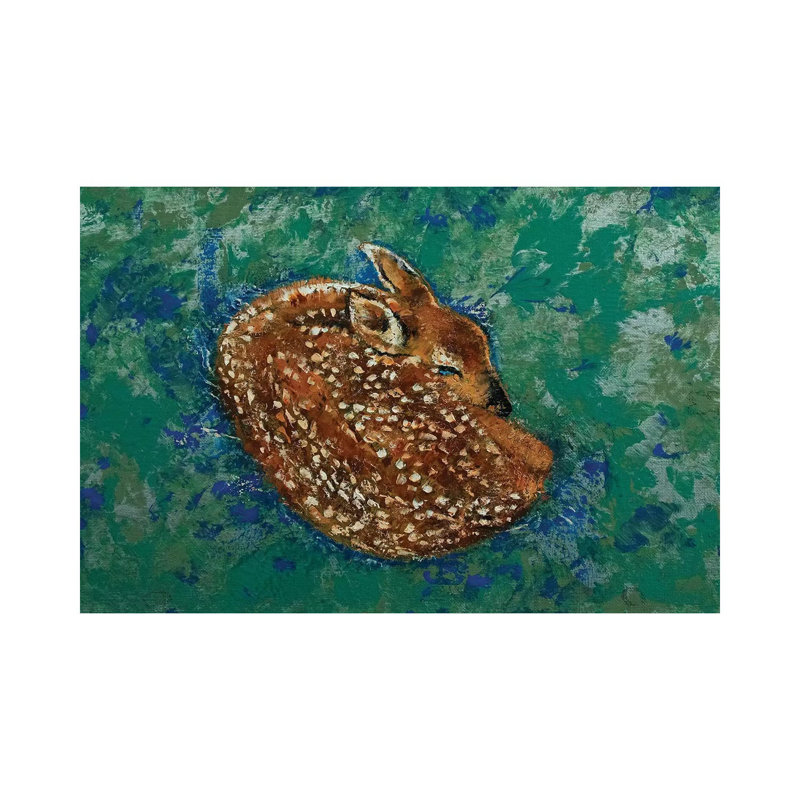 Sleeping Fawn by Michael Creese - Painting on Canvas, Wrapped Canvas, 20.32cm H x 30.48cm W x 1.91cm D