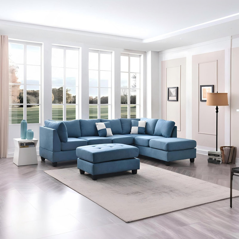 Canapé modulaire Malone (sans repose-pieds), AQUA, Bleu aqua