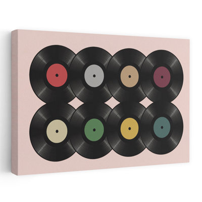 Collection de vinyle coloré, art mural rétro coloré classique
