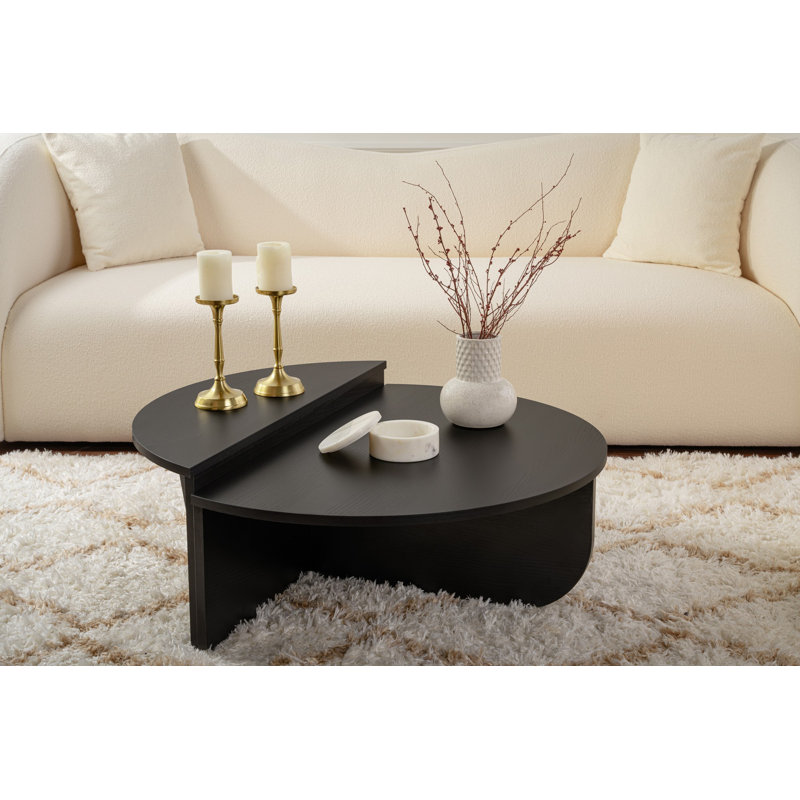 Table basse moderne noire, 3 pièces | Panneau de particules 100% enduit de mélamine, 35,4 x 11,8 x 23,6 po et 33,5 x 13,8 x 15,7 po | Conception élégante de couleur unie, durable et élégante pour le salon, facile à nettoyer