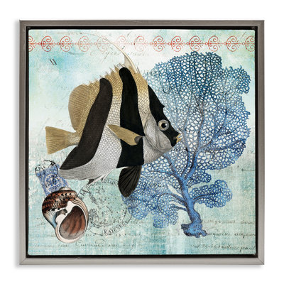 Collage de poissons tropicaux rétro