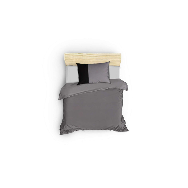 Ranforce Quilt Cover Set, 100% Cotton, 102.4 x 86.6 inches | Includes 2 Pillowcases (23.6 x 23.6 inches) | Reactive Printing, Machine Washable, Elegant Grey & Black Design, Button Closure for Duvet