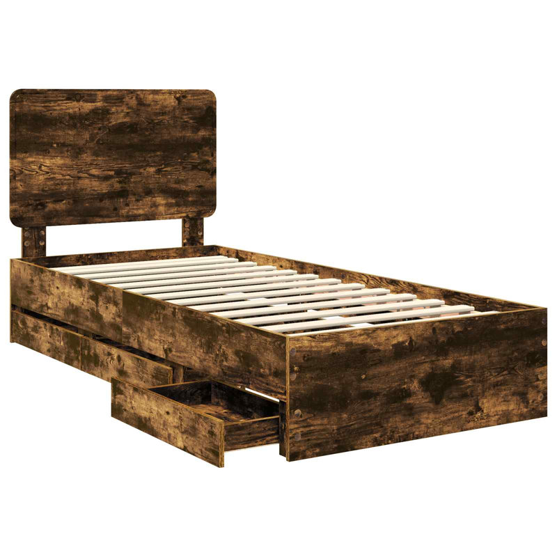 Bed, Smoked Oak, European Single (90 x 200 cm)