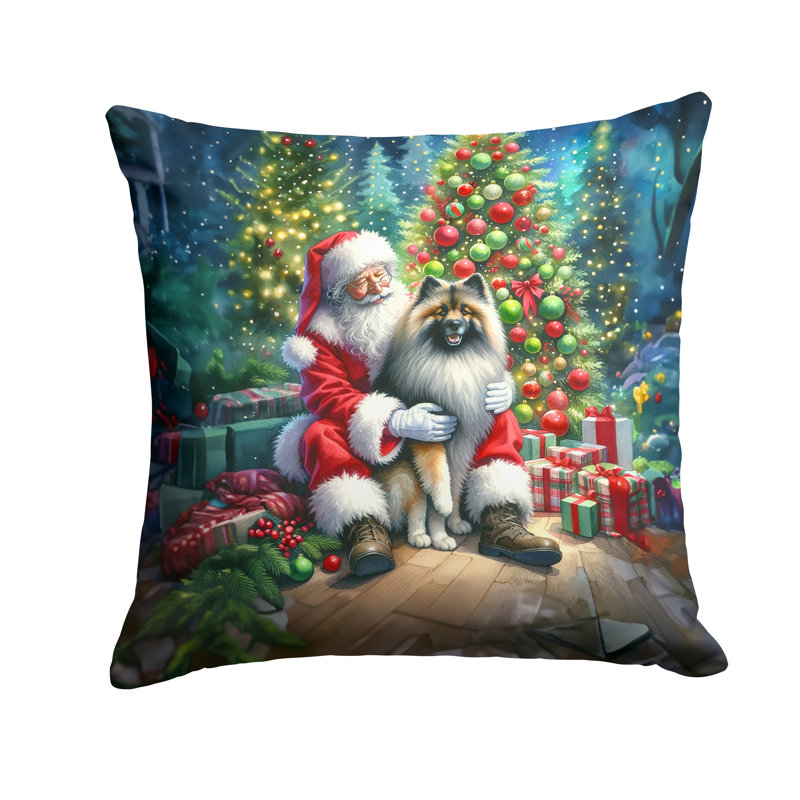 Coussin Keeshond and Santa Claus, H 18 po x l 18 po