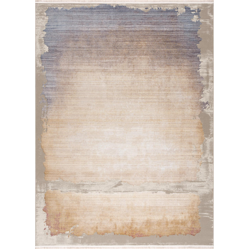 Tapis beige tissé à la machine Harville, Rectangle 2 pi x 2 pi 3 po