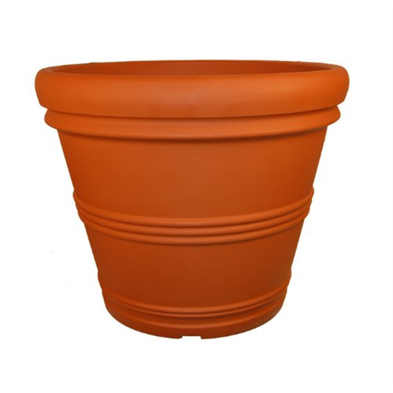 Boxvale Round Weather Resistant Plastic Pot Planter, Terra Cotta, 19" H x 24.5" W x 24.5" D