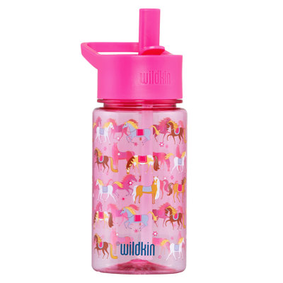 Bouteille d'eau 16 oz Wildkin Kids - Tritan sans BPA, couvercle étanche, durable et facile à nettoyer - Chevaux