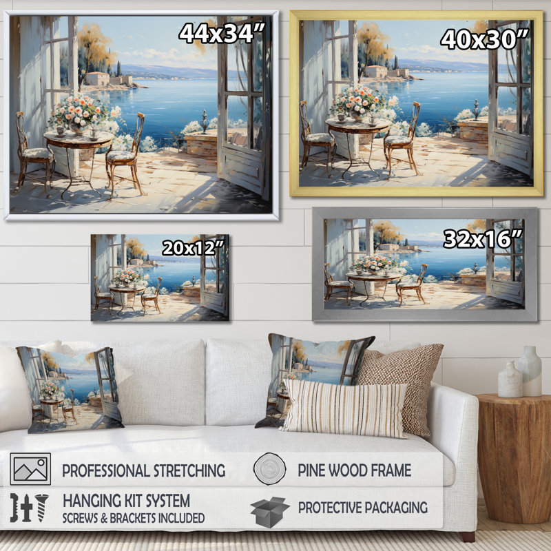 Décoration murale Aliviana French Coastal à Cannes II - France, H 24 po x l 32 po x P 1 po, Toile tendue