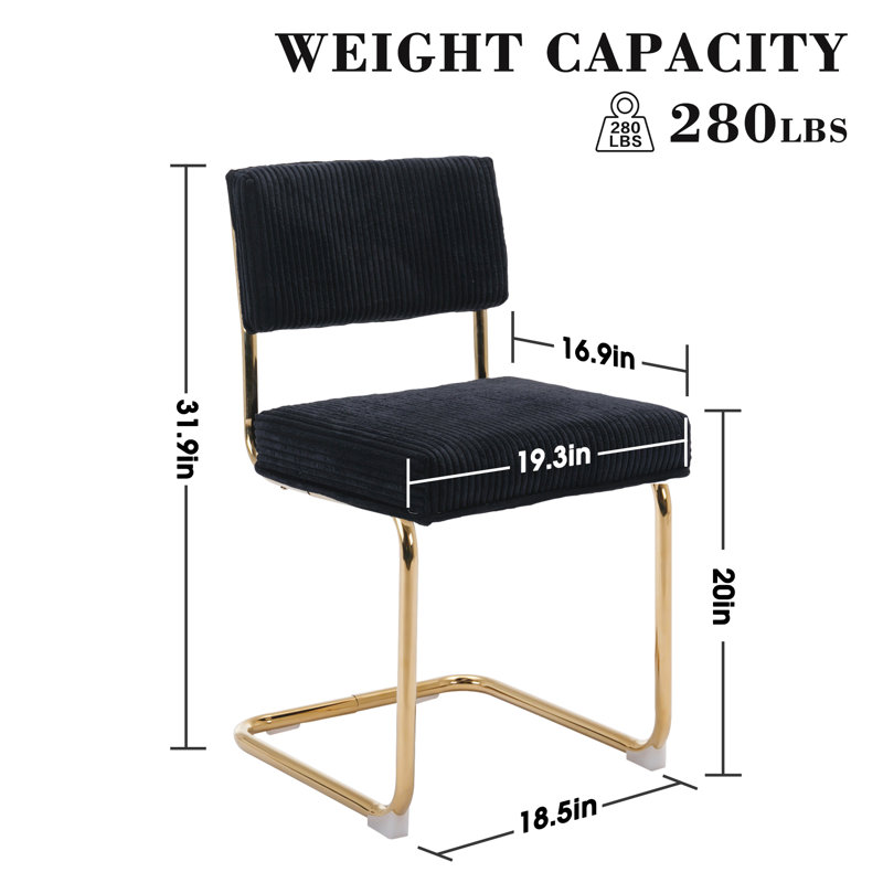 Chaise rembourrée Meikel, Noir