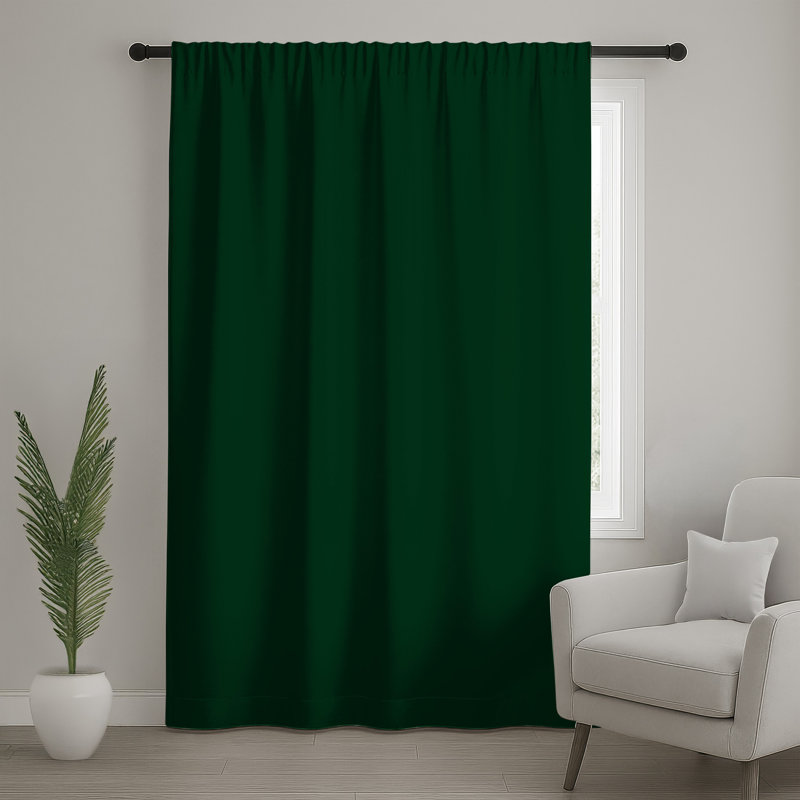 Rideaux vert uni et voilage uni - 1 panneau, Blocage, 50 po x 80 po - 1 panneau