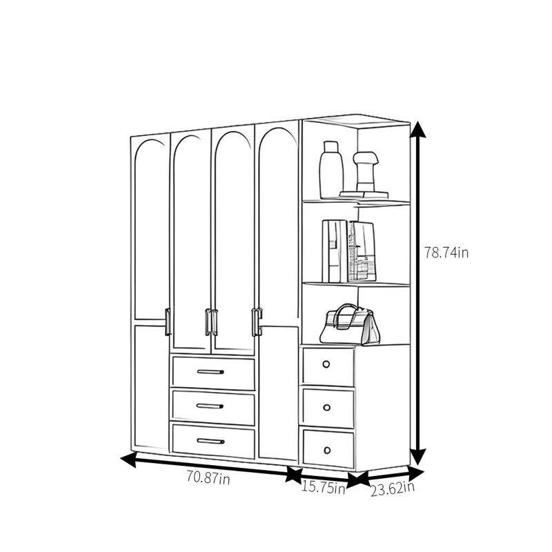 Garde-robe simple et luxueux haut de gamme, H 79 po x l 87 po x P 24 po
