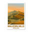 Malvern Hills, England - Romantic Travel Poster Of Rolling Ridges And Sunset Walks. Giclee Print On Wrapped Canvas. Wall Art, Home Decor - Natural Landmarks, England - Wrapped Canvas Print-844170504