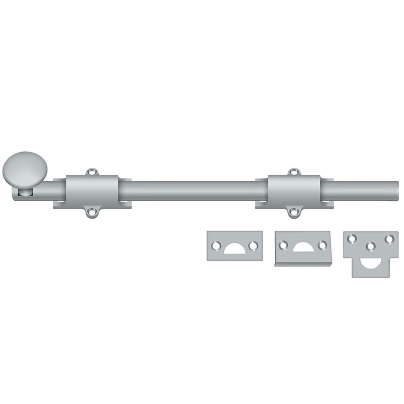 Deltana 12SB26D 12" Surface Bolt; Heavy Duty; Satin Chrome Finish, Brushed Chrome