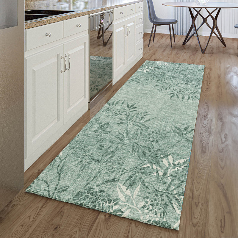 Premium Machine Washable Prisco Sage Rug, Runner 2'3" x 7'6"