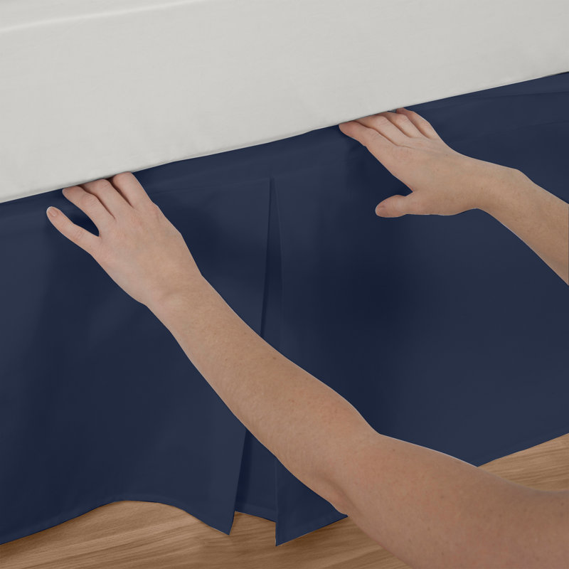 Bed Maker's No Lift Wrap Around Bed Skirt, 14" Drop, Twin, Navy, Twin, Navy