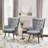 Modern Upholstered Wingback Chair Velvet Tufted Armchair with Metal Legs-617123947