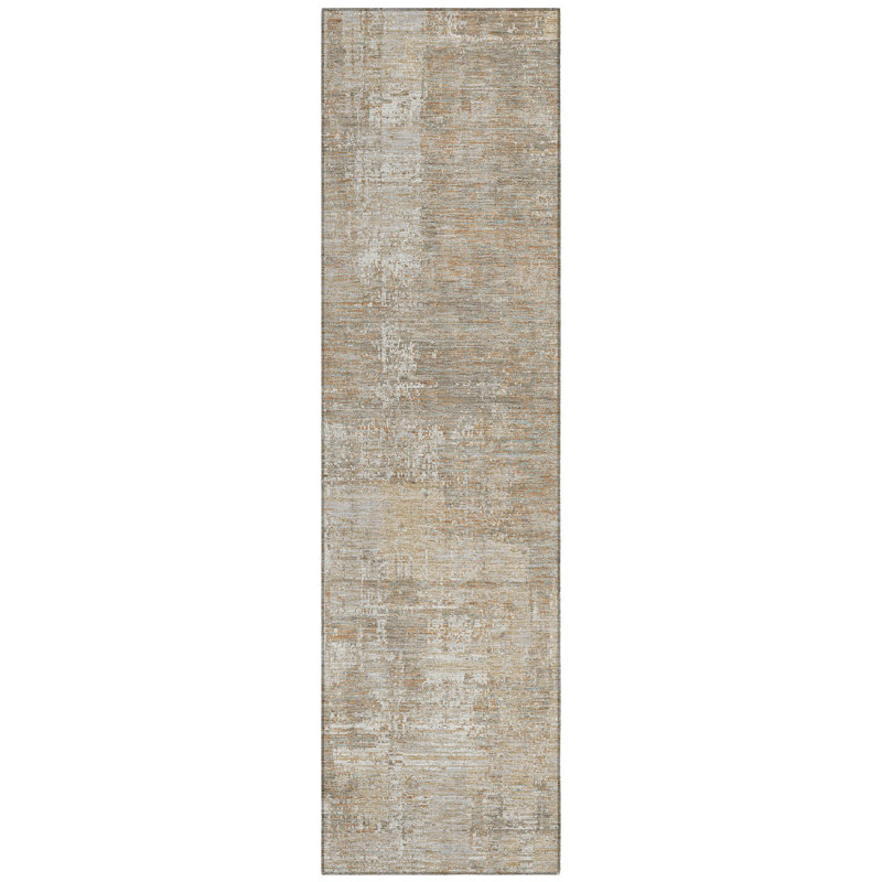 Machine Washable Indoor/Outdoor Chantille ACN2693 Abstract Rug, 2'3" x 7'6" Runner, Ivory