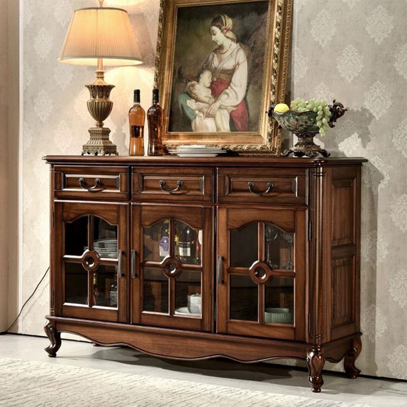 Buffet en bois de noyer massif, H 37,4 po x l 47,24 po x P 16,93 po