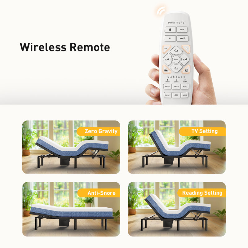 Iduna Adjustable Bed Massaging Zero Gravity Wireless Remote Adjustable Base with Massage Electric BedFrame