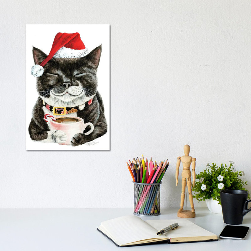 Purrfect Morning Christmas - Wrapped Canvas Painting, 30.48cm H x 20.32cm W x 1.905cm D