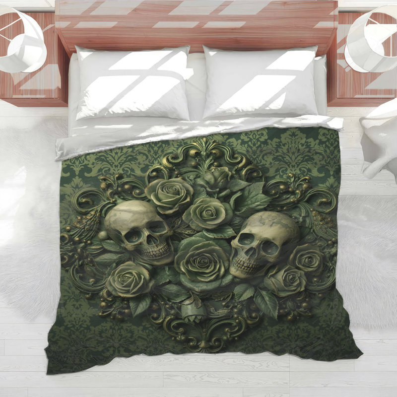 Édredon Skulls With Green Roses, Simple extra long