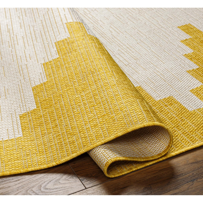 Granby Yellow Outdoor Area Rug, Round 7'10"