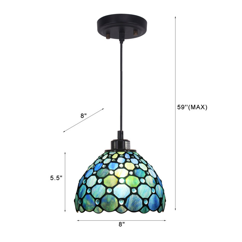 Mini-luminaire suspendu Tiffany, H 31 po x l 8 po x P 8 po