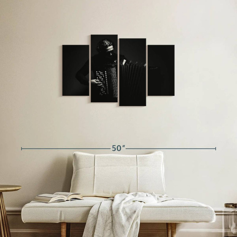 Abarca Monochrome Accordion Player, 22" H x 36" W