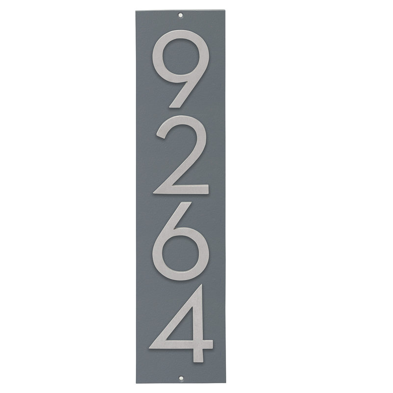 Floating Modern 3" Number Vertical Address Plaque (4 Digits), Gray, Brushed Aluminum, Yes