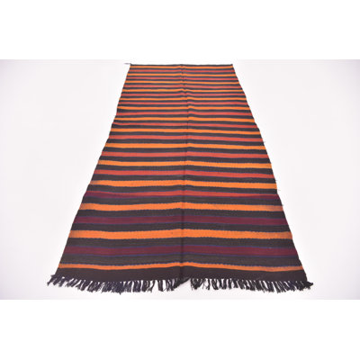 Ilfracombe One-of-a-Kind 4'6" X 9'6" 1970s Runner Wool Area Rug in Black