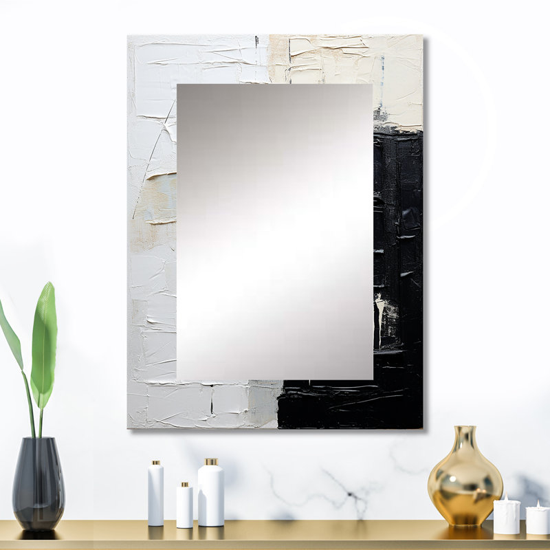 Black and Beige Scandinavian Modernity art - Large Wall Mirror On Metal, 32" x 24"