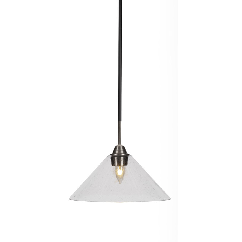 Luminaire suspendu en verre Paramount, Bulle transparente, H 10 po x l 12 po x P 12 po, Noir mat/nickel brossé