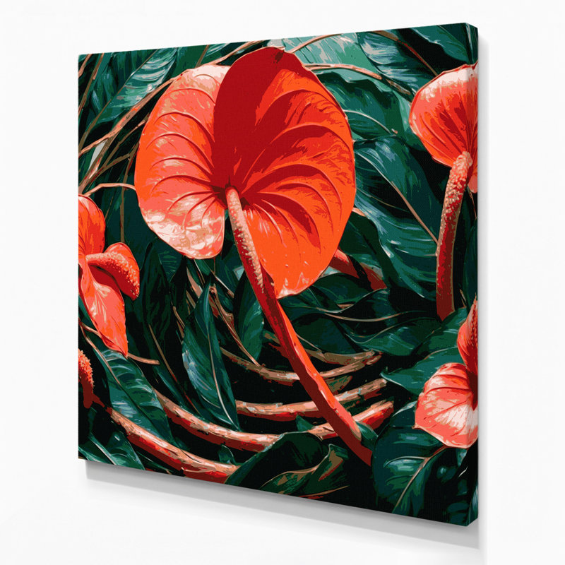 Art mural sur toile Botanical Flamingo, H 12 po x l 12 po
