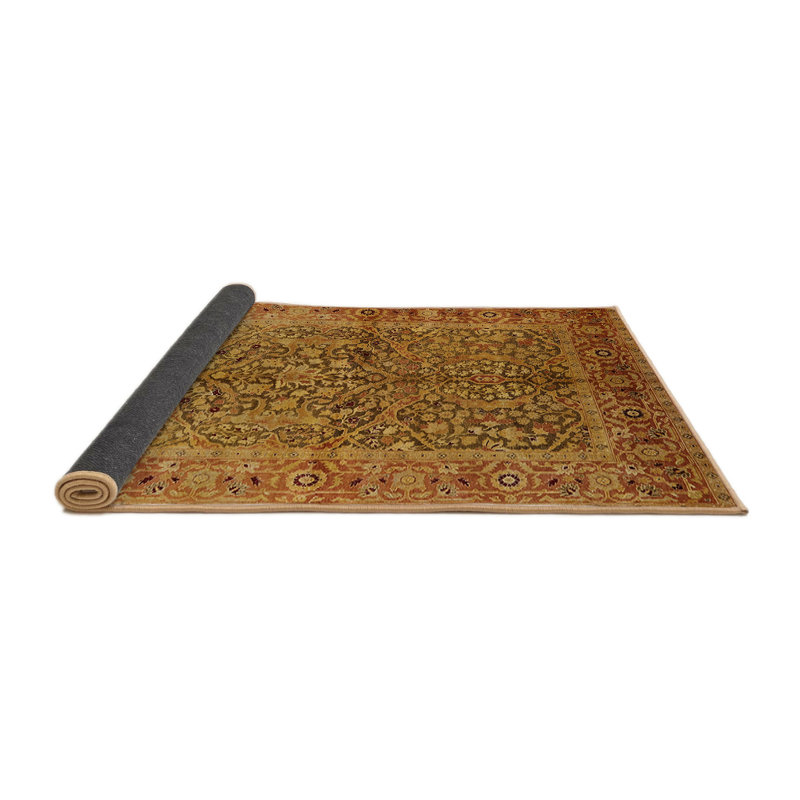 Tapis oriental doré / brun / rouge Rani, Rond 5 pi
