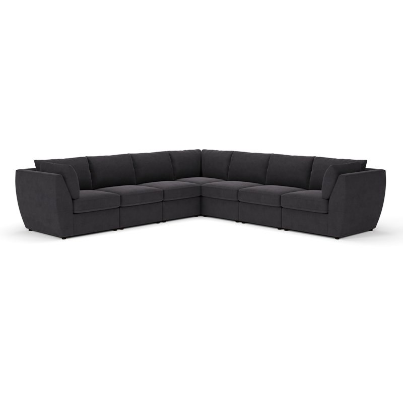 Caldwell 7-Piece Modular Upholstered Sectional, Bella Gunmetal