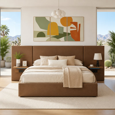 Coletti Extended Headboard Upholstered Lift Storage Bed Frame With Hotel-Style Headboard, Queen Size & King Size Bed Frame, Sprung Slats, Velvet Headboard And Wood Storage Shelf,No Box Spring Needed
