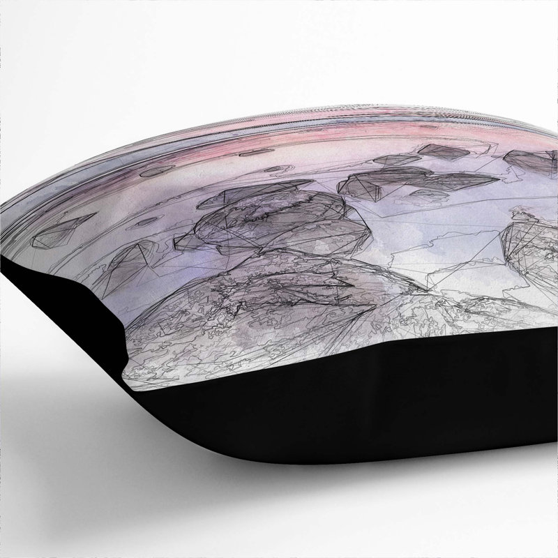 Sunset over Lake Tahoe Cushion with Filling, 55cm H x 55cm W x 20cm D, Black