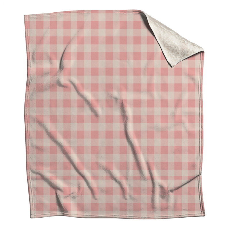 Couvertures à carreaux vichy rose et beige, L 60 po x H 80 po
