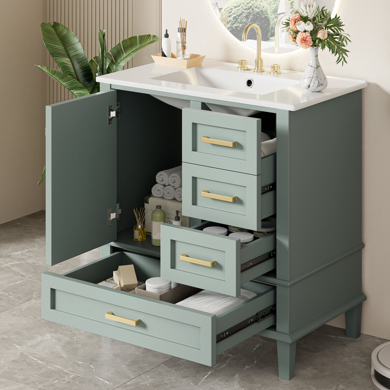 Ensemble de meuble-lavabo simple 30,03 po Megghan, Vert clair