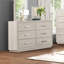 Dresser W Mirror Light Gray Six Drawers Storage Solid Acacia Transitional Bedroom Furniture