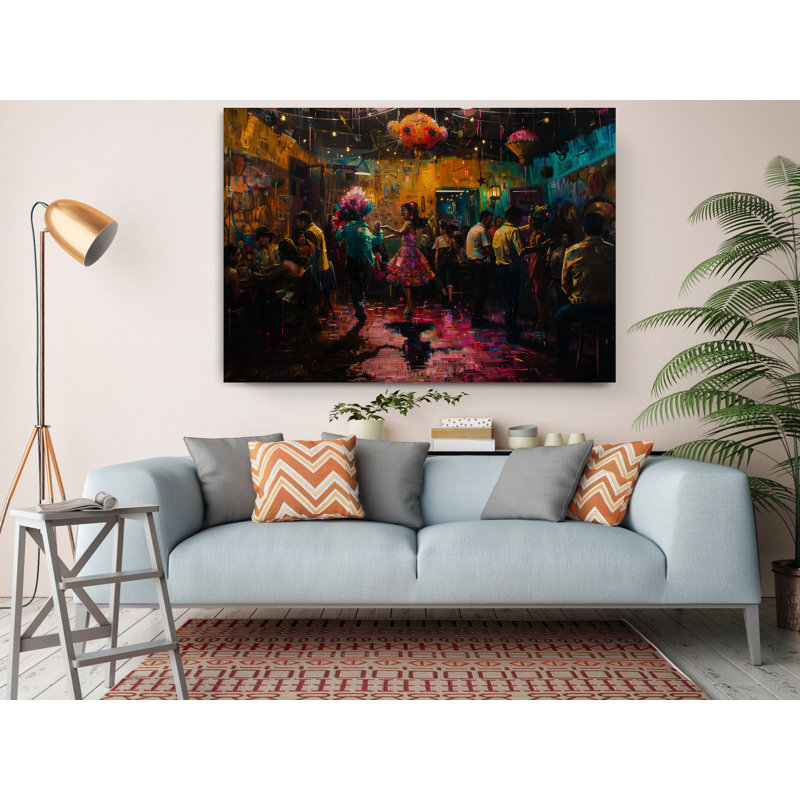 Reproduction d'art sur toile, art abstrait bleu et jaune, H 40 po x l 60 po