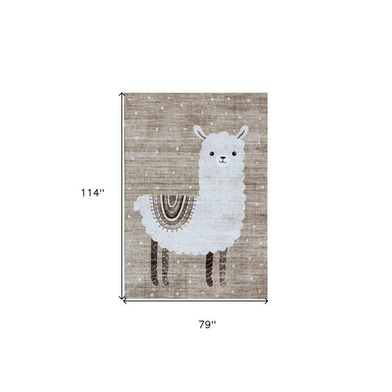 Tapis 7 pi x 10 pi brun et beige pour jeunes animaux