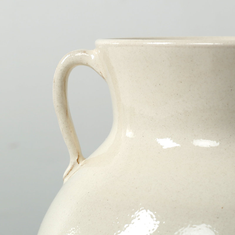 Approx. 9" High Off Whtie Ceramic Vase with Two Handles