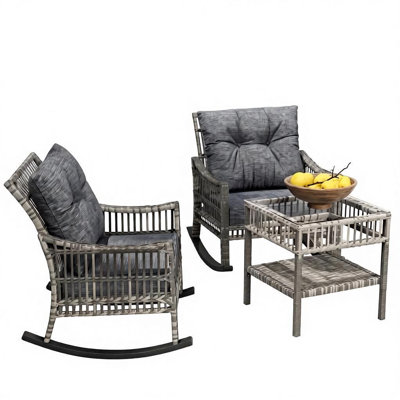 Ensemble de chaises berçantes en osier l 25 po x P 26 po x H 28 po