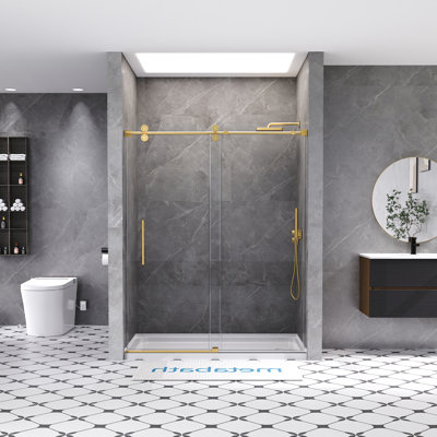 56"-60" W x 76" H Single Sliding Frameless Shower Door with 5/16"(8mm) Tempered Clear Glass