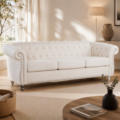 84" Rolled Arm 3 Seater Sofa